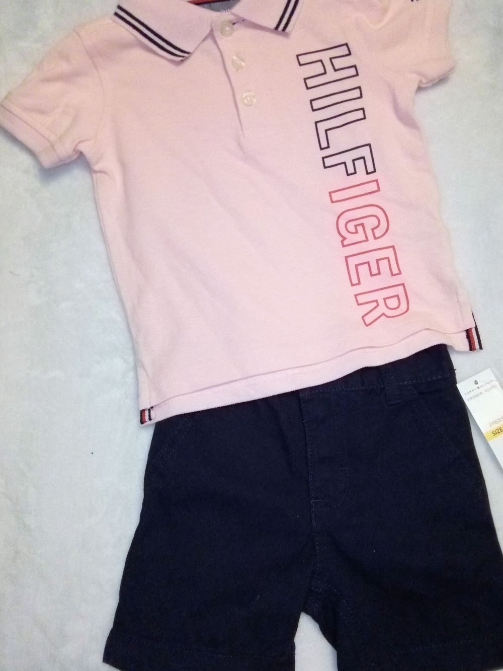 Tommy Hilfiger Light Pink Polo with Navy Trim